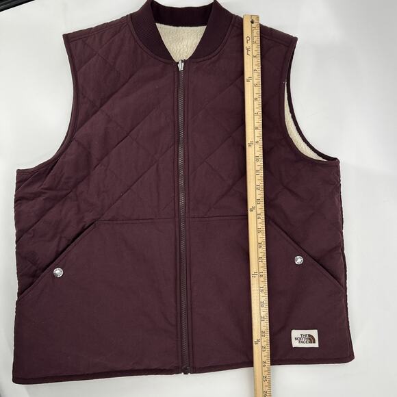 The North Face Cuchillo Vest Women XL Root Brown Sherpa Lined Reversible Zip - Picture 11 of 11